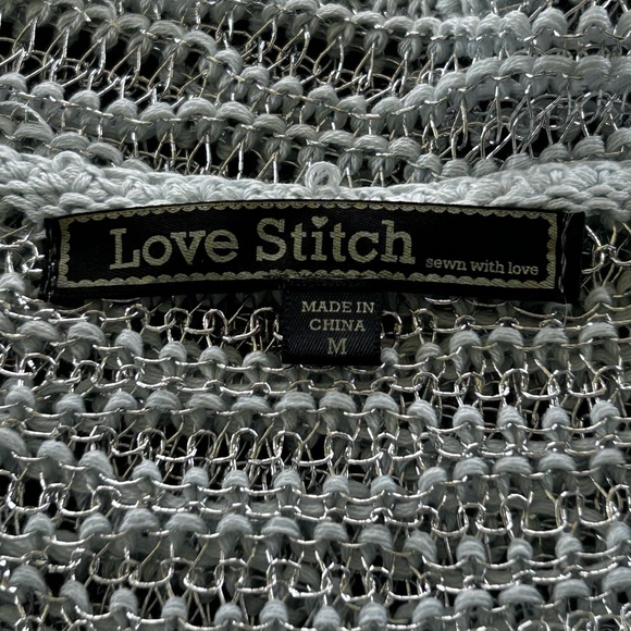 Love stitch cover up vacation top open knitted acrylic metallic thread - Picture 6 of 10